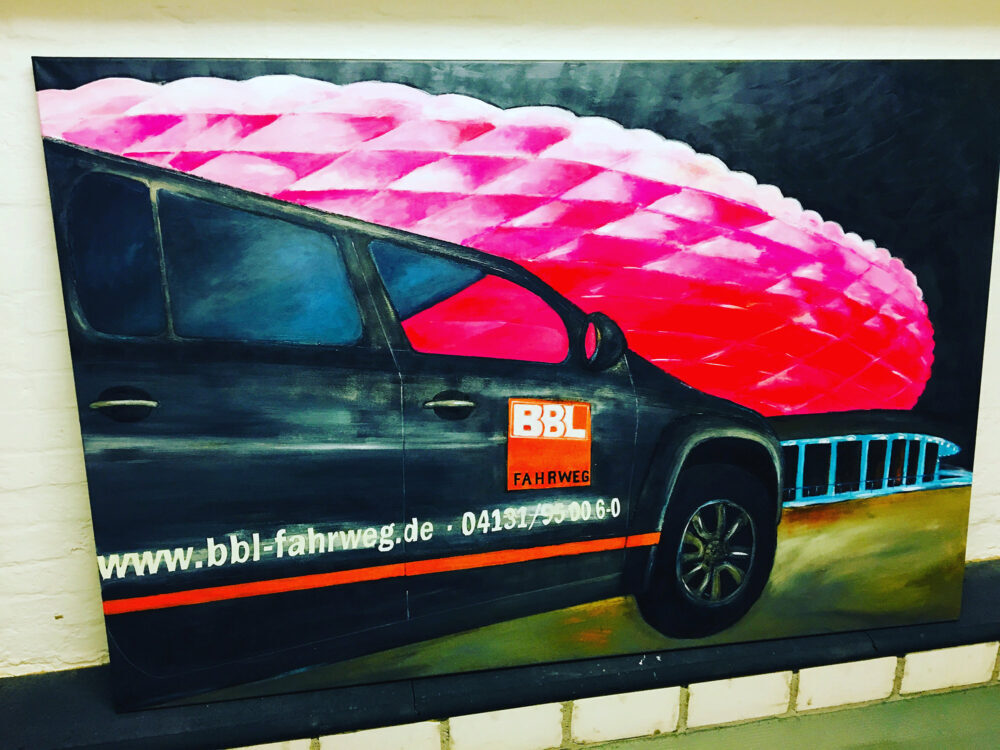 Gemälde BBL Banhnbau Fahrweg München Allianz Arena
